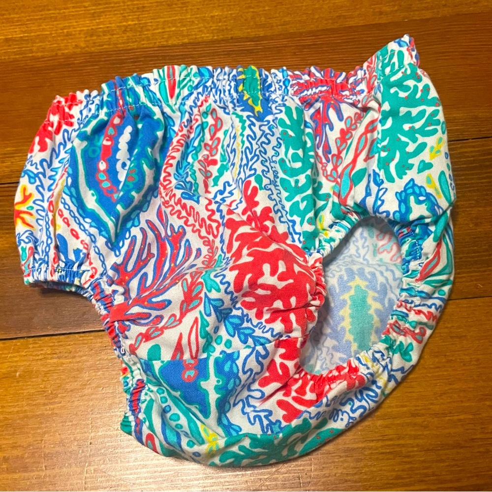 Lilly Pulitzer Multicolor Coral Print Diaper Cover - Blue, Red, Teal, Yellow